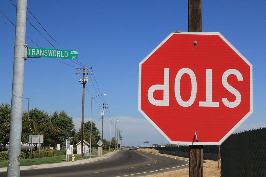 sign, stop, updside down, road, road sign, communication, transportation HD wallpaper