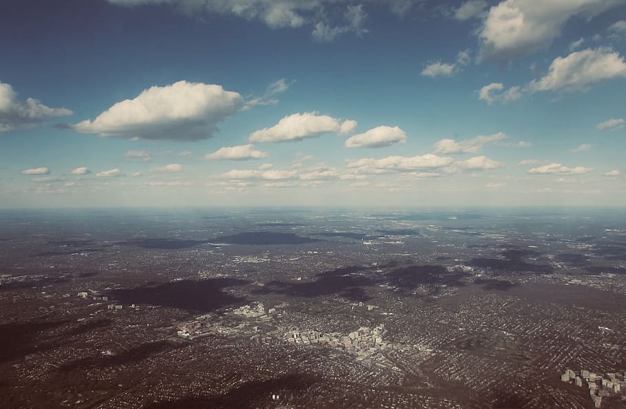 buildings, sky, aerial view, clouds, lakes, city, cloud - sky HD wallpaper