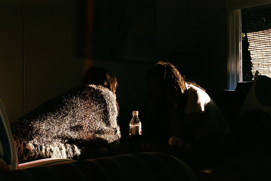 people, chess, dark, light, fur, hair, shine, adult, indoors HD wallpaper