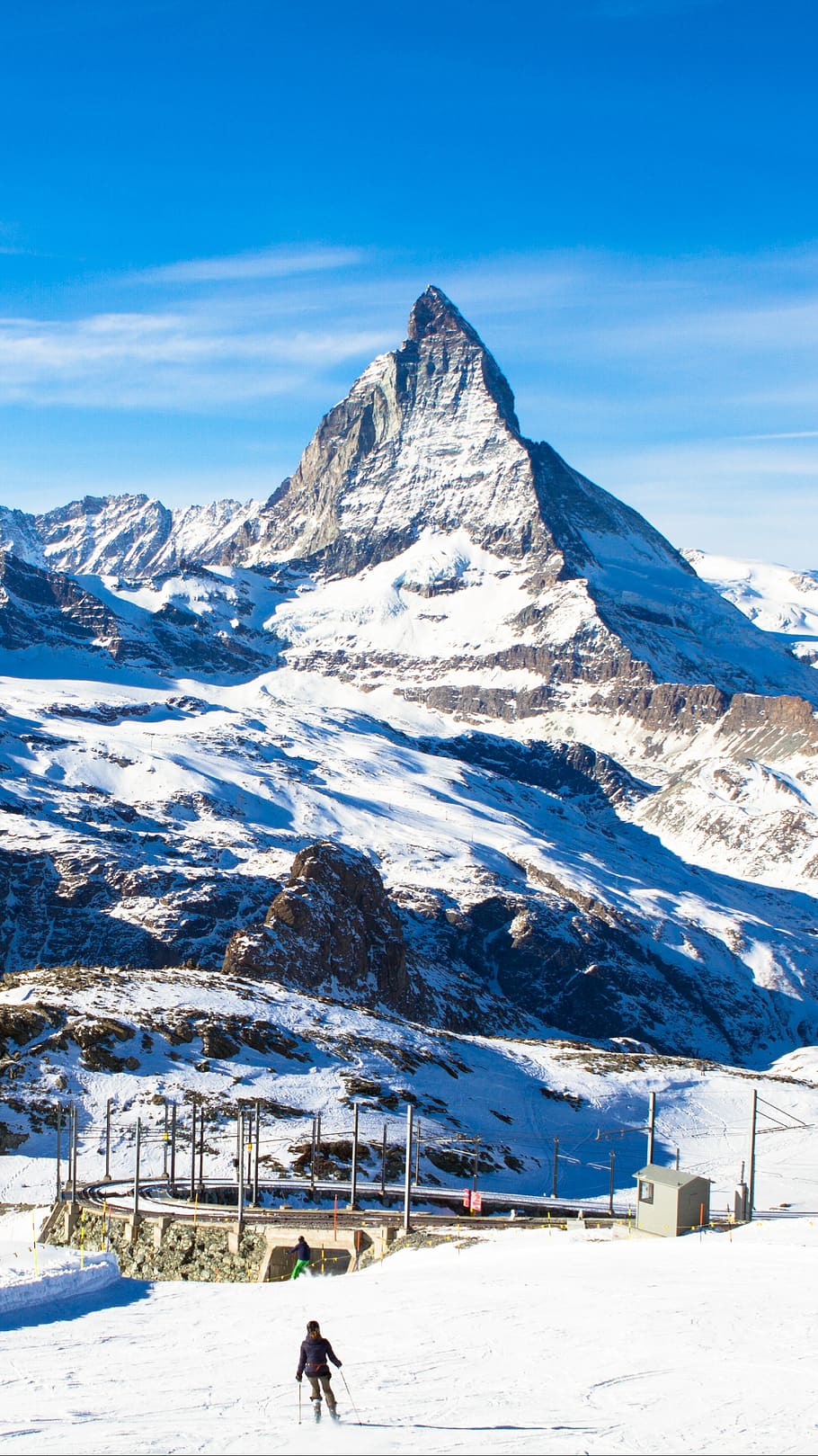 Hd Wallpaper Switzerland Zermatt Matterhorn Glacier Skiing Skier Mountain Wallpaper Flare