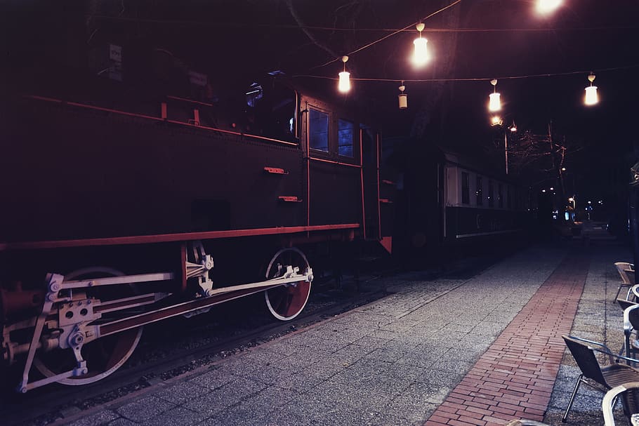 turkey, bursa, retro, lights, train, night, old, transportation HD wallpaper