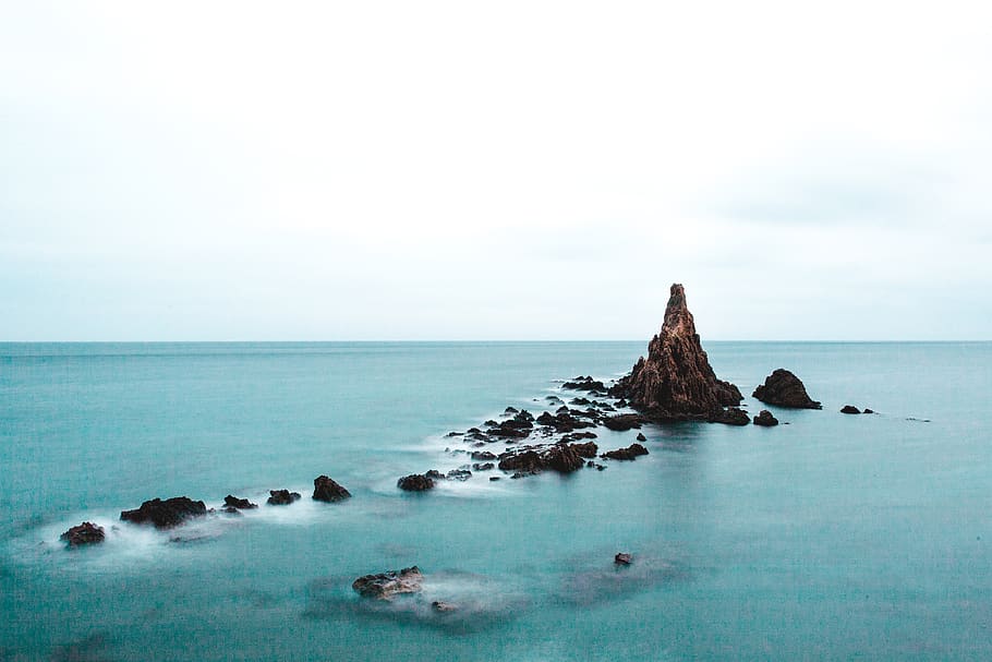 rock formation in body of water during daytime, nature, land, HD wallpaper