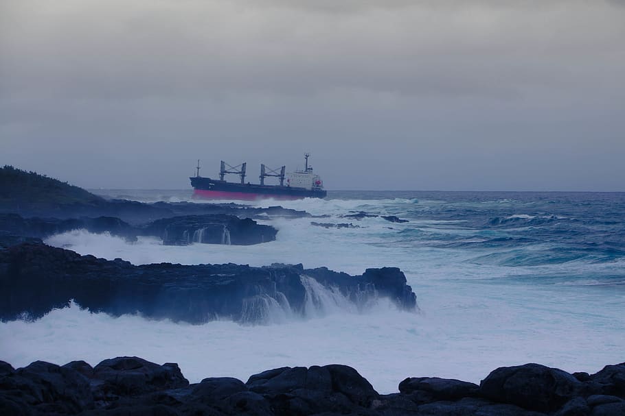 mauritius, ship, power, nature, color, accident, ocean, sea HD wallpaper
