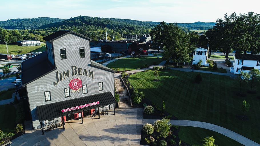 united states, clermont, jim beam distillery, photo, drone, HD wallpaper