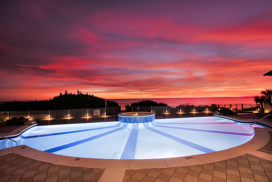 pool, water, hotel, building, resort, swimming pool, outdoors HD wallpaper