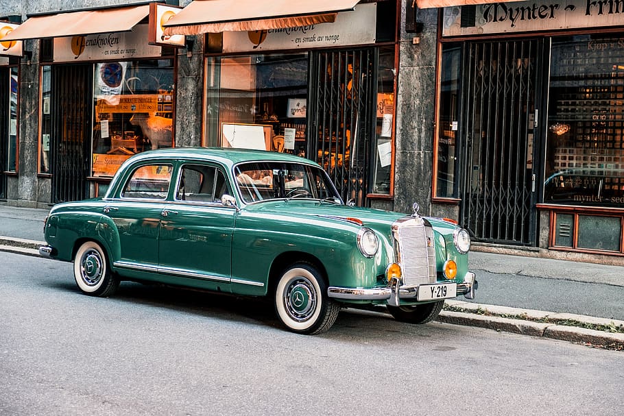 green vehicle, car, automobile, transportation, norway, oslo HD wallpaper