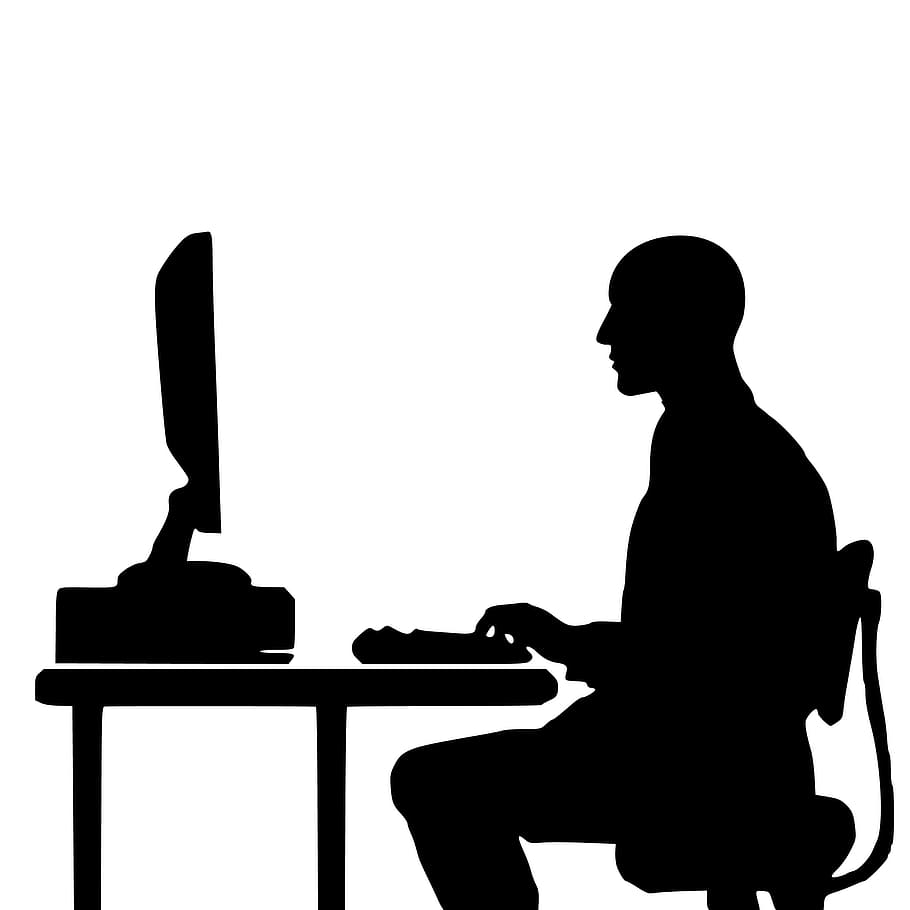 programmer, typing, silhouette, computer, people, working, internet HD wallpaper