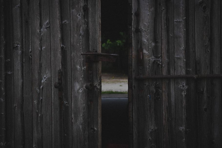 half opened brown wooden gate, wood - material, no people, barrier HD wallpaper