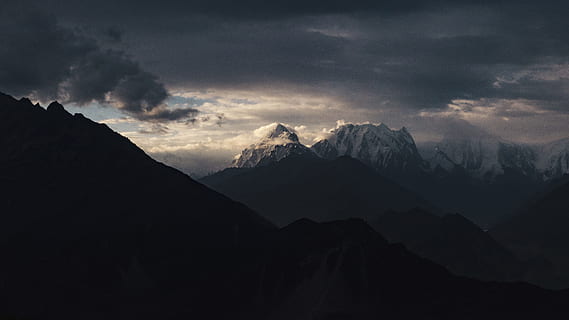 glacier mountains during day, landscape, explore, hillside, cloudy HD wallpaper