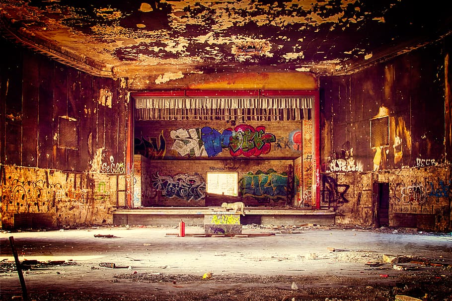 theater, hall, lost places, abandoned places, ballroom, cinema, HD wallpaper