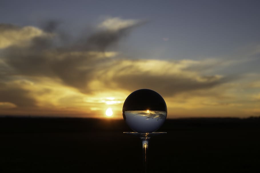 crystal ball, sunset, clouds, horizon, sky, cloud - sky, beauty in nature HD wallpaper
