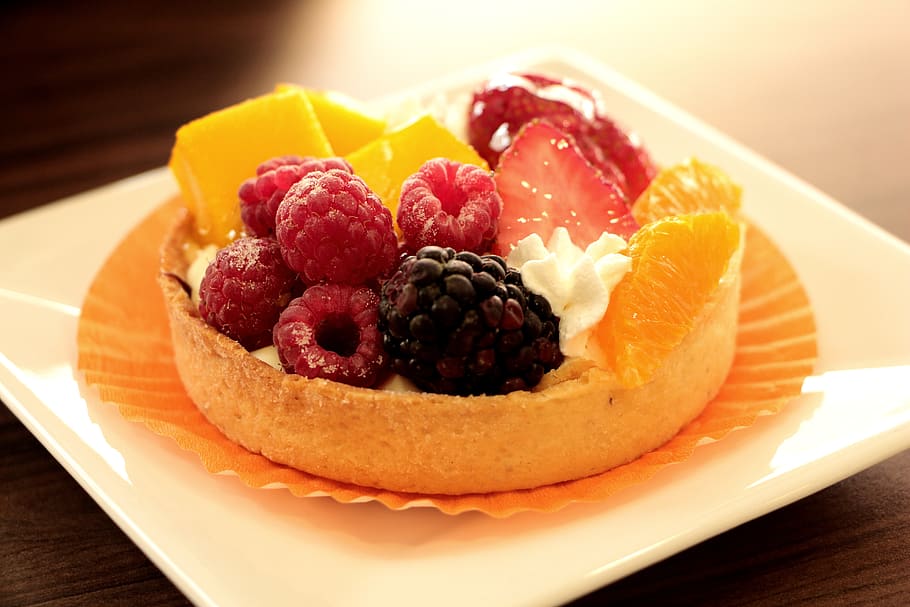 Raspberry Fruit, berries, cake, close-up, cream, delicious, food HD wallpaper