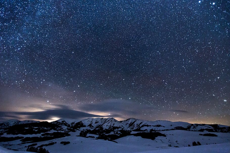dark, night, sky, stars, galaxy, nature, mountain, silhouette HD wallpaper
