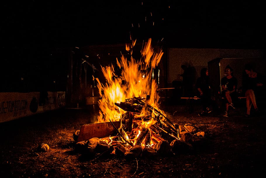 campfire, flame, heat - temperature, burning, fire - natural phenomenon HD wallpaper