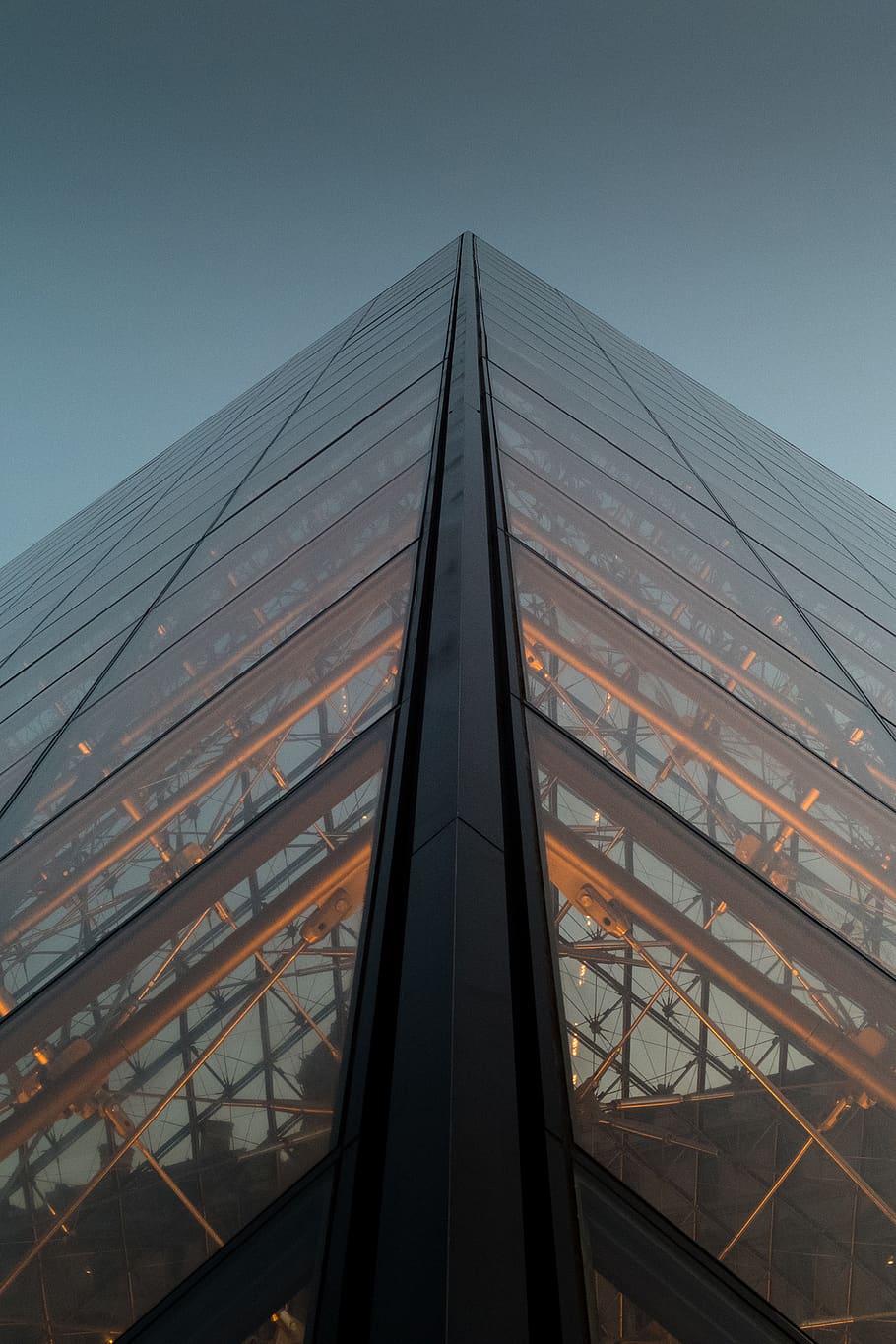 light, night, architecture, pyramid, museum, louvre, paris HD wallpaper