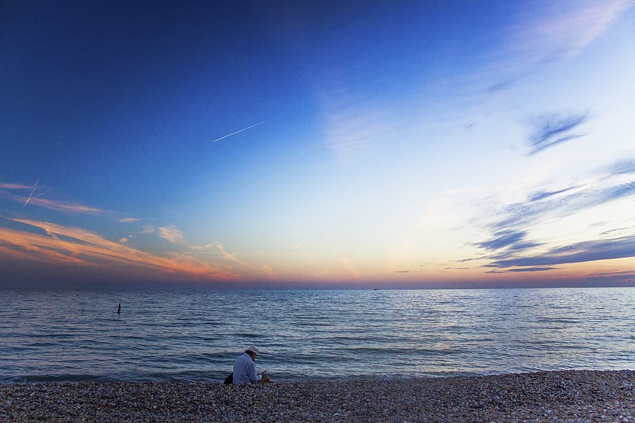 sundown, brighton, beach, atlanticocean, water, sea, sky, horizon over water HD wallpaper