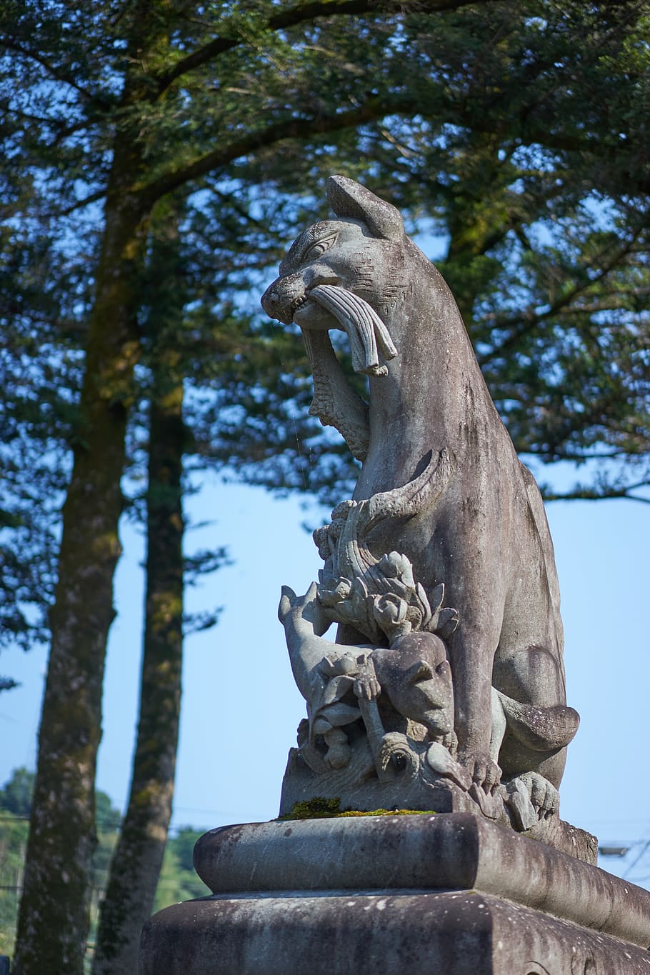 japan, shrine, statue, stonework, fox, traditional, sculpture HD wallpaper