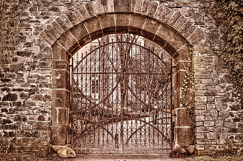goal, architecture, metal, input, door, antique, old, closed HD wallpaper