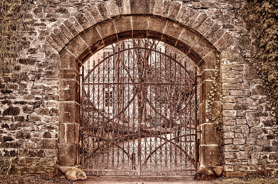 goal, architecture, metal, input, door, antique, old, closed HD wallpaper