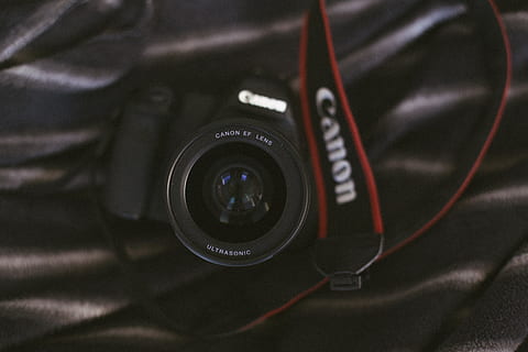 black Canon EOS camera, electronics, camera lens, digital camera HD wallpaper