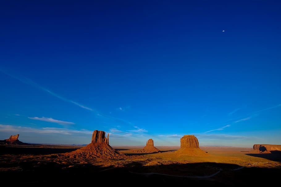 rock formation under blue sky, nature, outdoors, mesa, plateau HD wallpaper