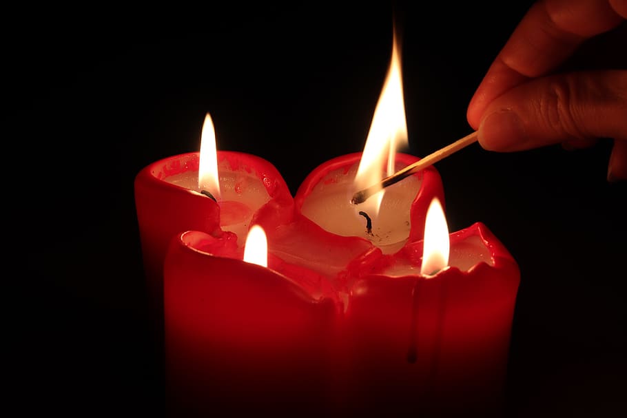 candle, light, kindle, match, roma table, heat, flame, candlelight HD wallpaper