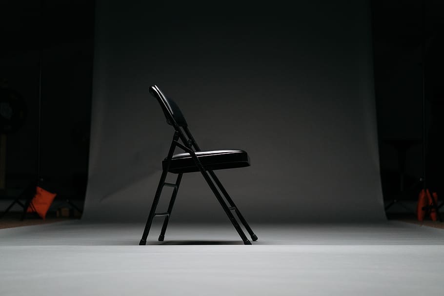 HD wallpaper: black metal framed padded folding chair, furniture, lighting  | Wallpaper Flare