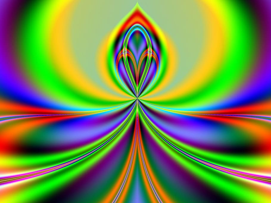 Fractal-based abstract symmetrical background pattern, colourful, HD wallpaper