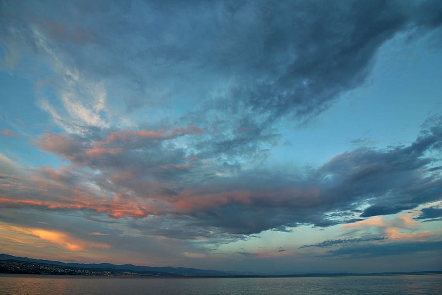 croatia, sky, clouds, sunset, blue, beach, colors, water, scenics - nature HD wallpaper