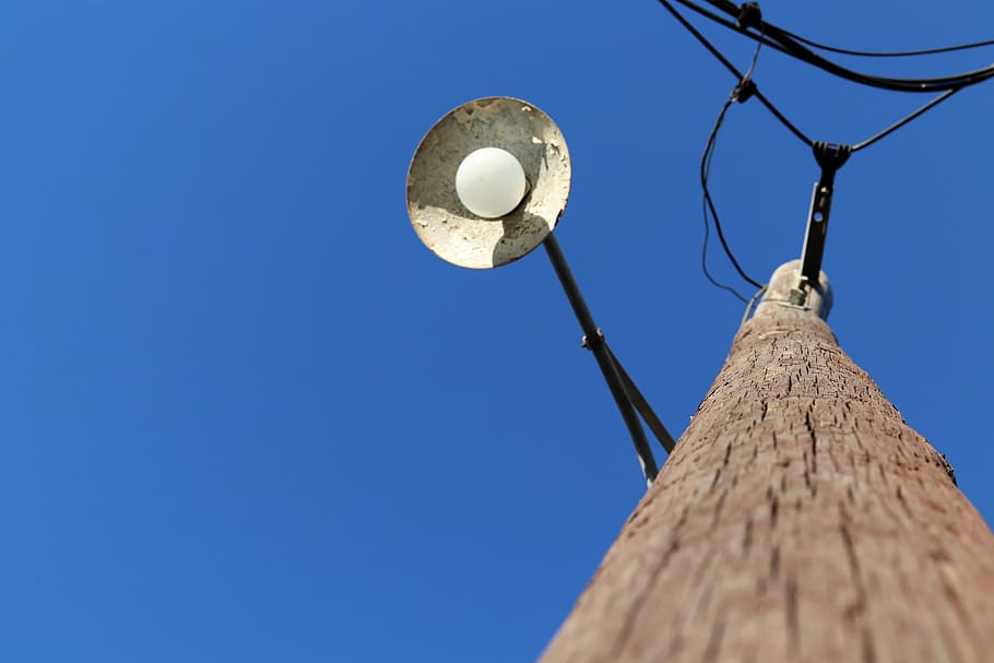 greece, foinikounta, tree, sky, lamp, electricity, deh, nature HD wallpaper
