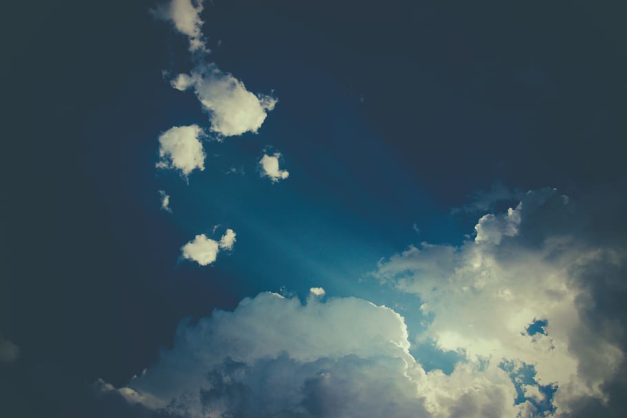 clouds, sky, sunshine, summer, weather, god, blue, white, daytime HD wallpaper