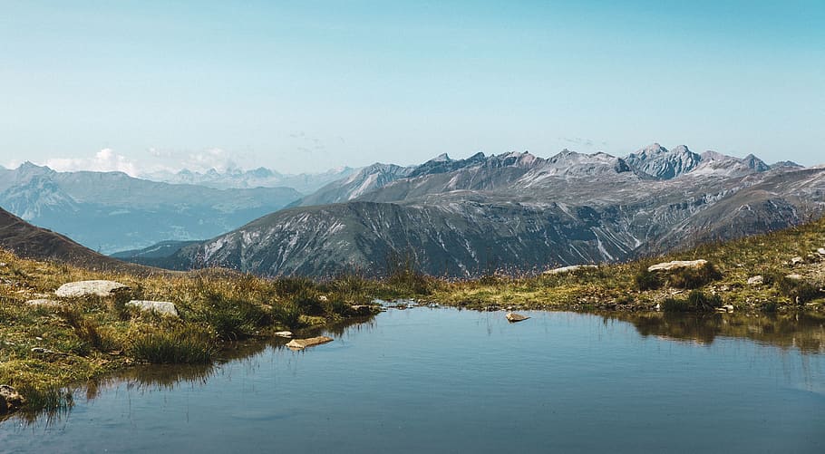 nature, mountain, outdoors, mountain range, water, lake, peak HD wallpaper