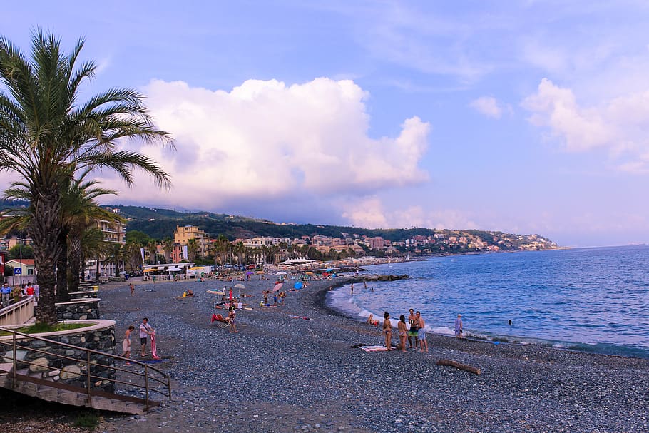 HD Wallpaper: Sea, Cogoleto, Liguria, Italy, Postcard, Beach, Summer ...