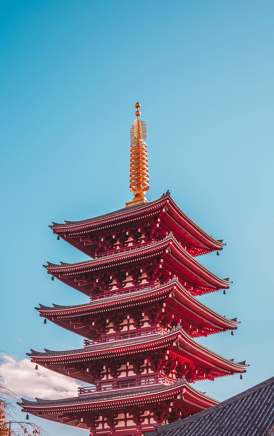 red temple, built structure, architecture, sky, low angle view HD wallpaper