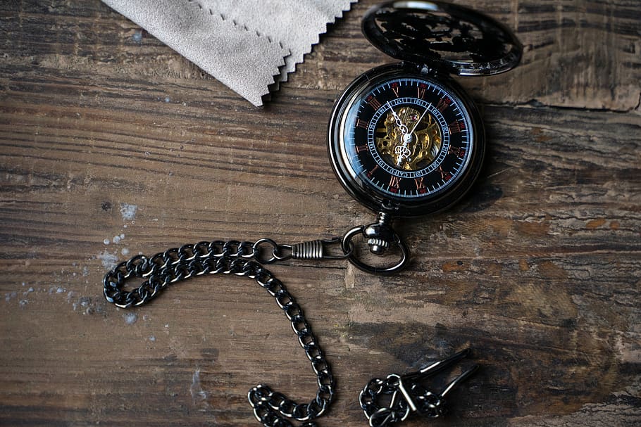 pocket watch, clock, time of, antique, movement, pointer, old