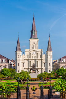 steeple, architecture, tower, building, spire, grass, plant HD wallpaper
