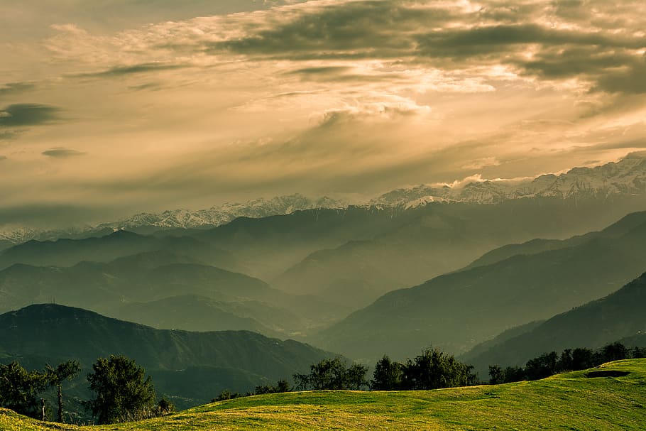 sky, clouds, love, mountains, hills, green, greenery, scenery HD wallpaper