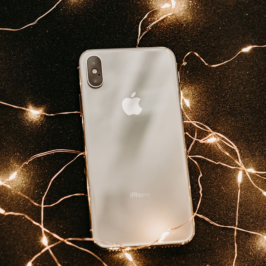 Photograph of iPhone Surrounded with Fairy Lights, camera, cellphone, HD wallpaper