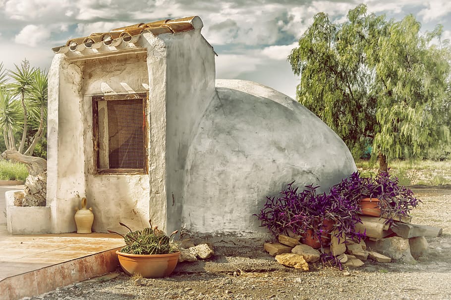 cistern, construction, rustic, rural, vintage, plant, nature HD wallpaper