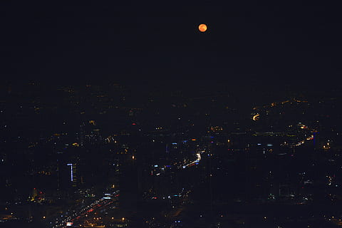 iran, tehran, night, moon, city night, cityscape, architecture HD wallpaper