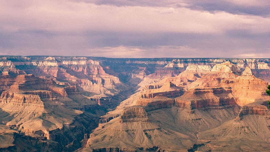 Brown Valley during a Grey Cloudy Sky, canyon, cliffs, daylight HD wallpaper