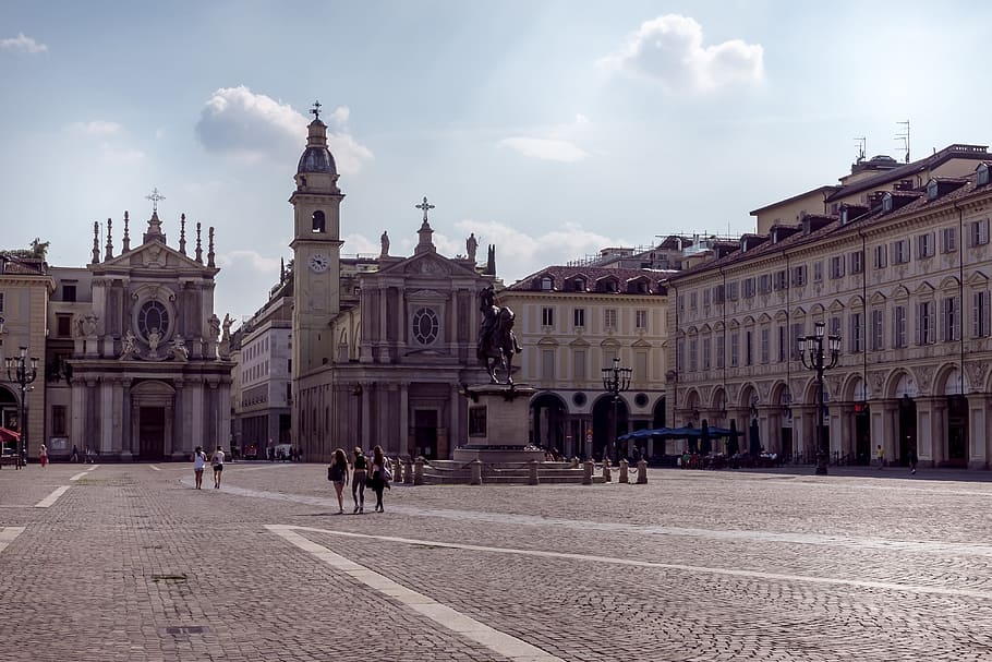 San Carlo Square in Turin, Italy, ancient, architecture, baroque, HD wallpaper