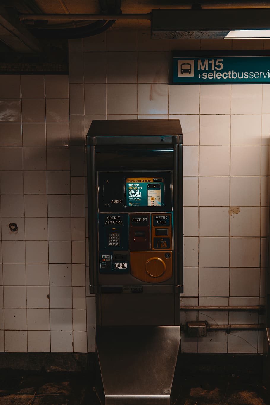 vending machine under M15 signage, communication, text, technology HD wallpaper