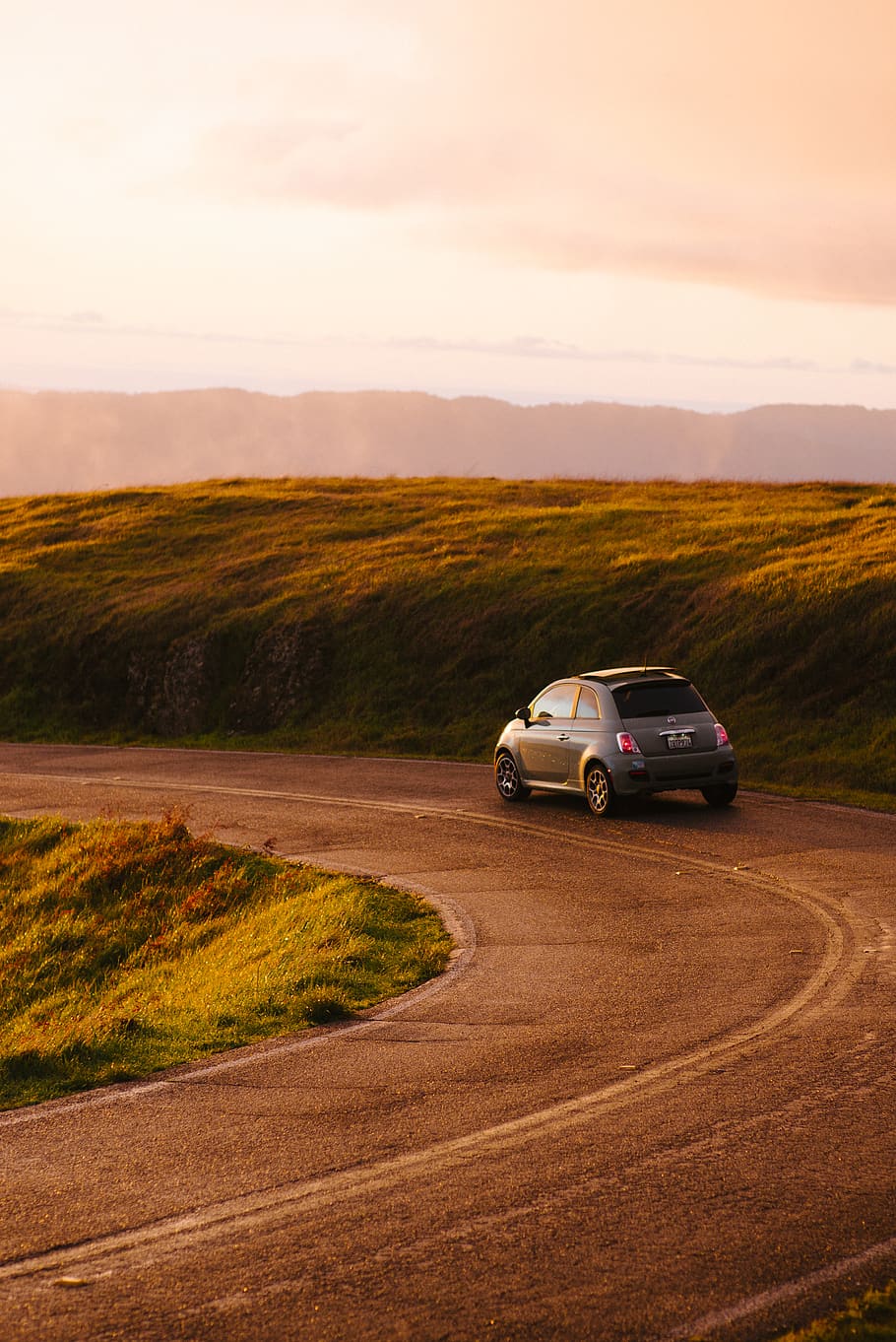 gray 3-door hatchback on road, gravel, dirt road, car, vehicle HD wallpaper