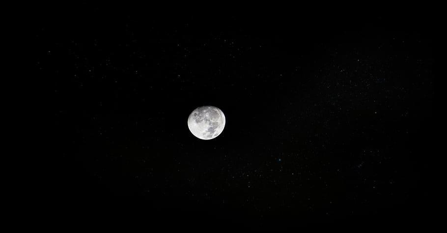 round white moon, night, nature, outdoors, universe, outer space HD wallpaper