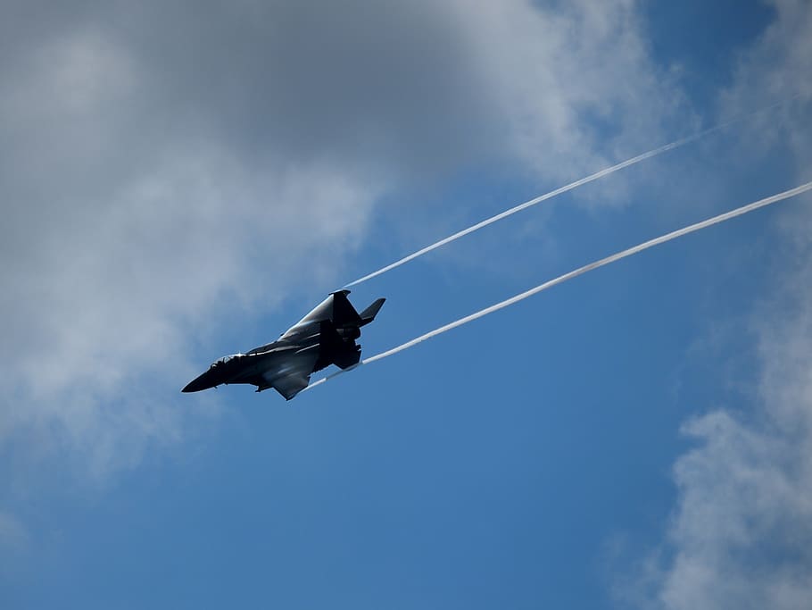 plane, fighter, jet, sky, cloud - sky, flying, low angle view HD wallpaper