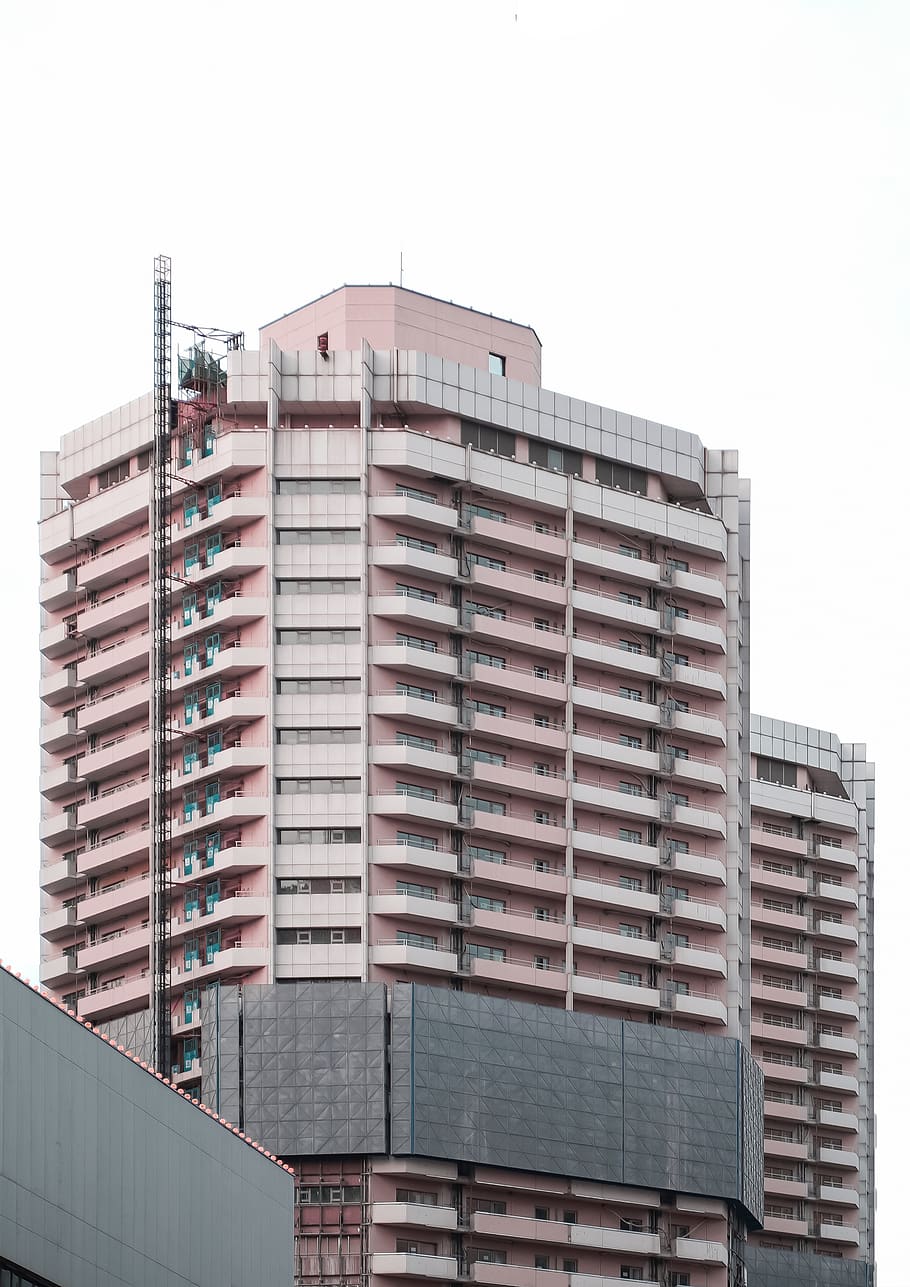 white concrete buildimng, high rise, city, urban, building, town HD wallpaper