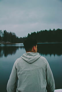 man wearing gray jacket looking side view, apparel, clothing HD wallpaper