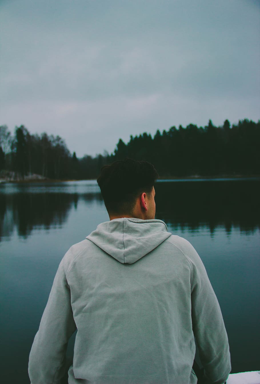 man wearing gray jacket looking side view, apparel, clothing HD wallpaper