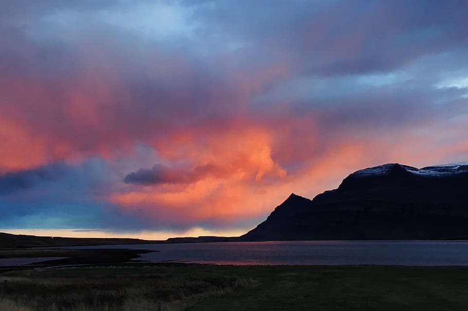 iceland, mountains, sky, beauty in nature, cloud - sky, scenics - nature HD wallpaper